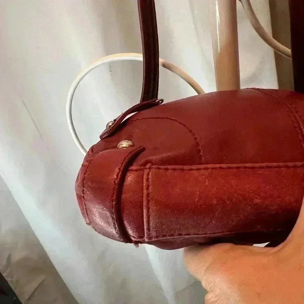 Red leather Stone Mountain Hobo Bag